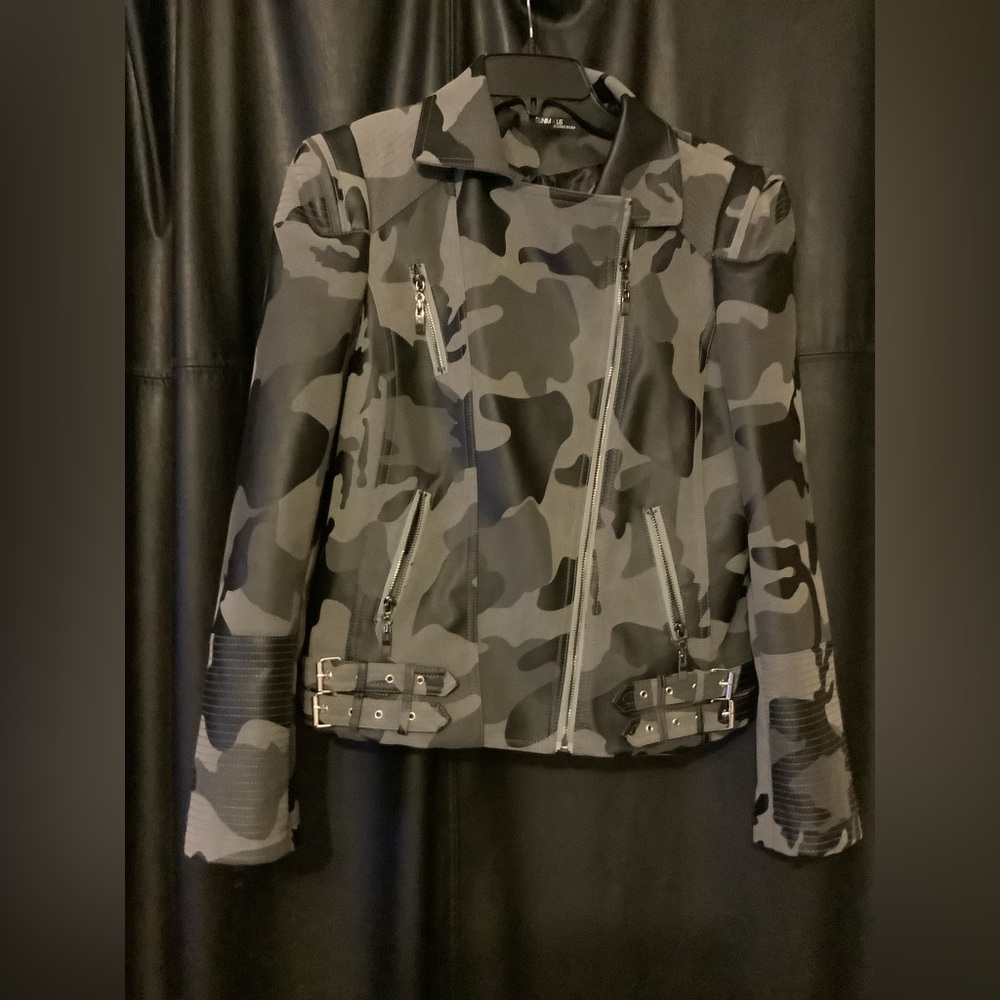 Denim 4Us Camouflage Moto Jacket NEW